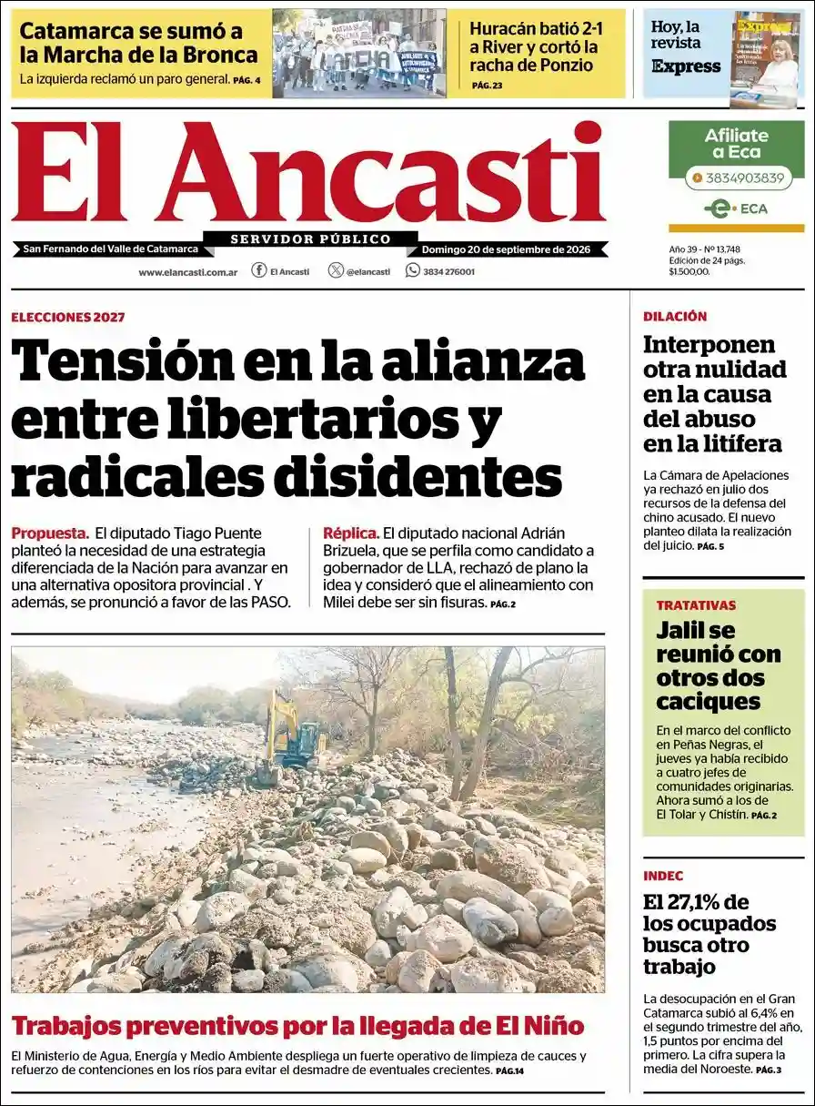 Estudios Max | RADIO 19 - Tapa del diario Ancasti