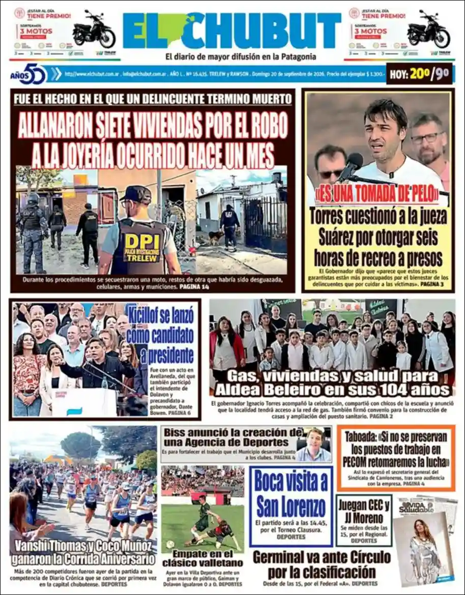 Estudios Max | RADIO 19 - Tapa del diario El Chubut