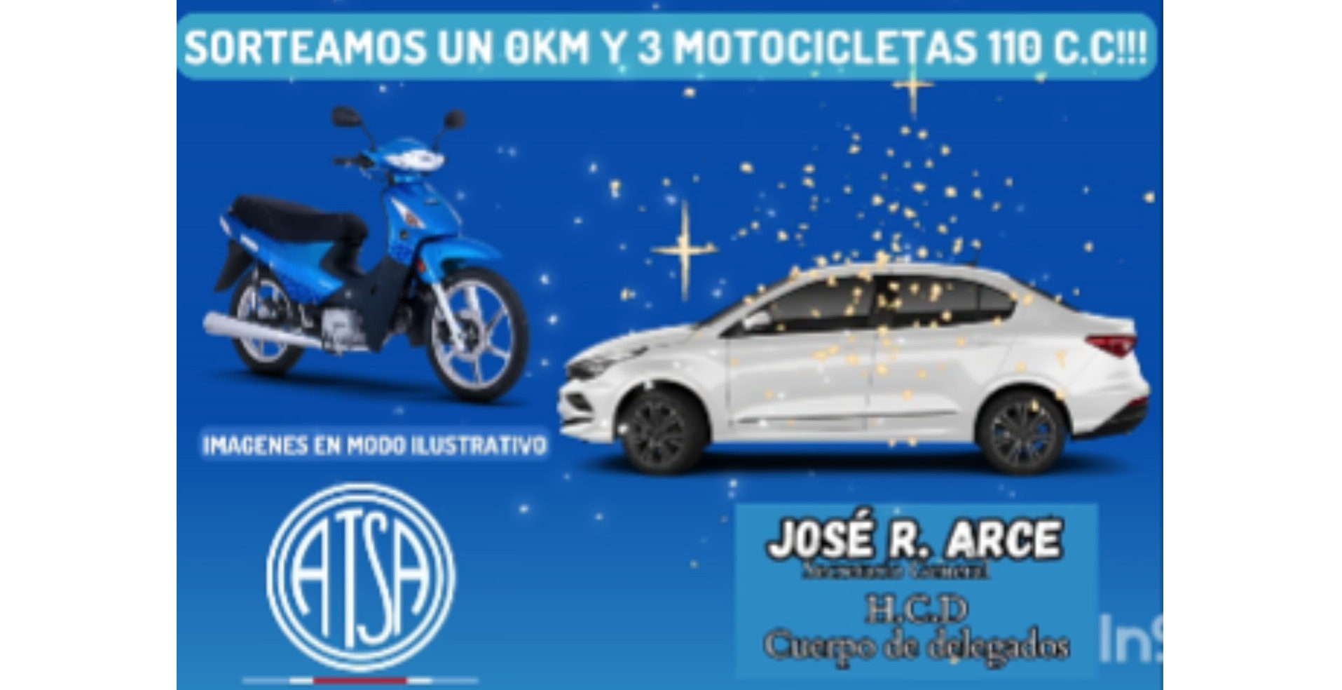 A.T.S.A SORTEA UN AUTO  0KM Y 3 MOTOS  EL DIA DE LA SANIDAD